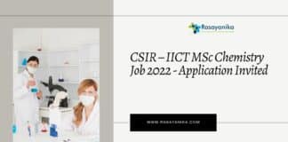 CSIR – IICT MSc Chemistry Job 2022 - Application Invited