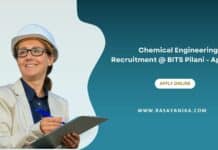 Chemical Engineering JRF Recruitment @ BITS Pilani - Apply