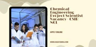 Chemical Engineering Project Scientist Vacancy - CSIR NCL