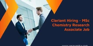 Clariant Hiring - MSc Chemistry Research Associate Job