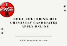 Coca Cola Hiring MSc Chemistry Candidates - Apply Online