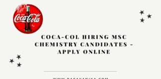 Coca Cola Hiring MSc Chemistry Candidates - Apply Online