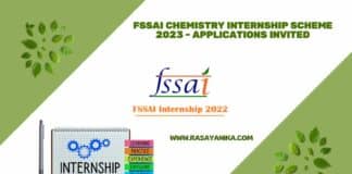 FSSAI Chemistry Internship Scheme 2023 - Applications Invited