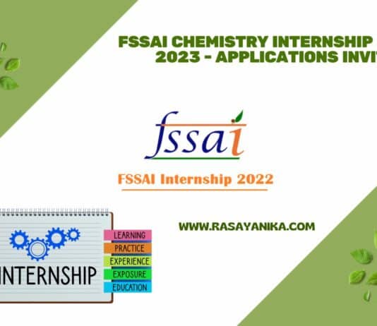 FSSAI Chemistry Internship Scheme 2023 - Applications Invited