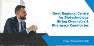 Govt Regional Centre for Biotechnology Hiring Chemistry & Pharmacy Candidates