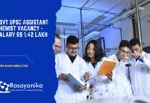 Govt UPSC Assistant Chemist Vacancy - Salary Rs 1.42 Lakh