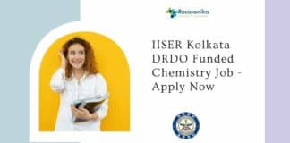 IISER Kolkata DRDO Funded Chemistry Job - Apply Now
