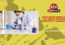 John Distilleries Pvt Ltd Hiring Freshers Chemistry Candidates