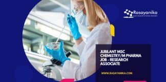 Jubilant MSc Chemistry/M Pharma Job - Research Associate