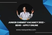 Junior Chemist Vacancy 2022 - BEHR - Apply Online