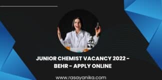 Junior Chemist Vacancy 2022 - BEHR - Apply Online