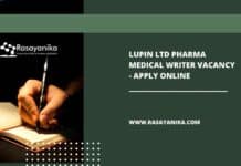 Lupin Ltd Pharma Medical Writer Vacancy - Apply Online