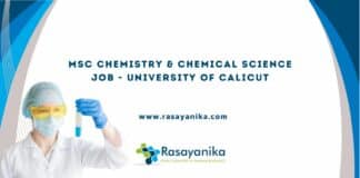 MSc Chemistry & Chemical Science Job - University of Calicut