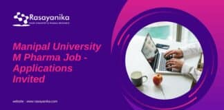 Manipal University M Pharma Job - Applications Invited