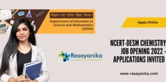 NCERT-DESM Chemistry Job Opening 2022 - Applications Invited