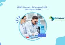 NITRKL Chemistry JRF Vacancy 2022 - Applications Invited