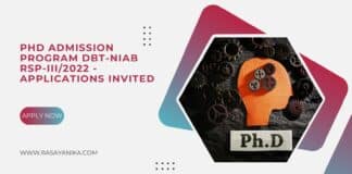 PhD Admission Program DBT-NIAB RSP-III/2022 - Applications Invited