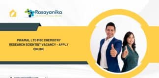 Piramal Ltd MSc Chemistry Research Scientist Vacancy - Apply Online