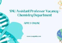 SNU Assistant Professor Vacancy - Chemistry Department