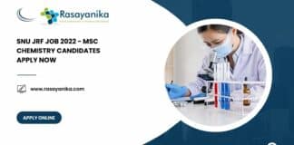 SNU JRF Job 2022 - MSc Chemistry Candidates Apply Now