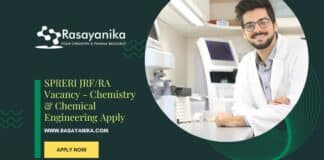 SPRERI JRF/RA Vacancy - Chemistry & Chemical Engineering Apply