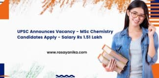 UPSC Announces Vacancy - MSc Chemistry Candidates Apply - Salary Rs 1.51 Lakh