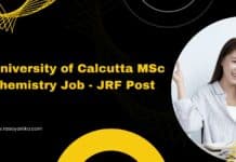 University of Calcutta MSc Chemistry Job - JRF Post