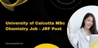 University of Calcutta MSc Chemistry Job - JRF Post