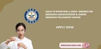 Walk in Interview @ DRDO- DMSRDE For Research Associateship & Junior Research Fellowship Award