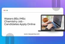 Waters BSc/MSc Chemistry Job - Candidates Apply Online