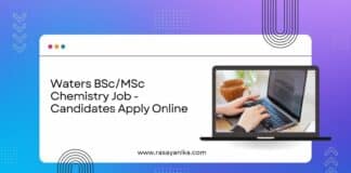 Waters BSc/MSc Chemistry Job - Candidates Apply Online