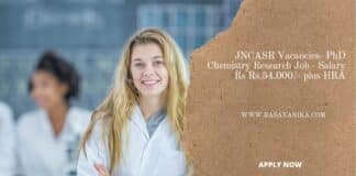 JNCASR Vacancies - PhD Chemistry Research Job - Salary Rs Rs.54,000/- plus HRA