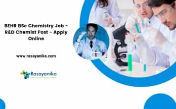 BEHR BSc Chemistry Job – R&D Chemist Post – Apply Online BEHR BSc Chemistry Job - R&D Chemist Post - Apply Online