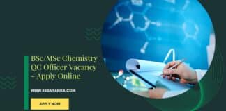 BSc/MSc Chemistry QC Officer Vacancy - Apply Online
