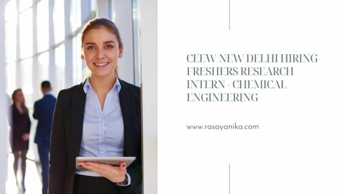 CEEW New Delhi Hiring Freshers Research Intern - Chemical Engineering