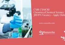 CSIR CSMCRI Chemistry/Chemical Science JRF/PA Vacancy - Apply Online