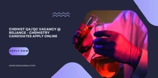 Chemist QA/QC Vacancy @ Reliance - Chemistry Candidates Apply Online
