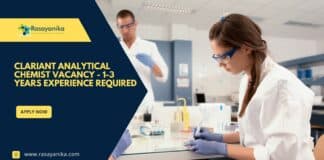 Clariant Analytical Chemist Vacancy - 1-3 Years Experience Required
