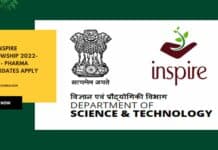 DST Inspire Fellowship 2022-2023 - Pharma Candidates Apply