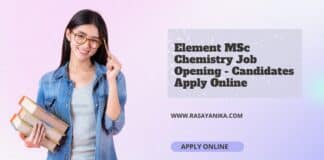 Element MSc Chemistry Job Opening - Candidates Apply Online