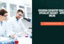 Givaudan Chemistry Quality Specialist Vacancy - Apply Online