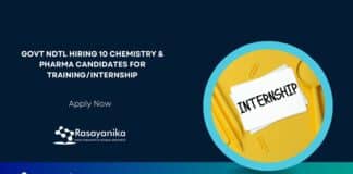 Govt NDTL Hiring 10 Chemistry & Pharma Candidates For Training/Internship