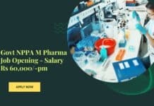 Govt NPPA M Pharma Job Opening - Salary Rs 60,000/-pm