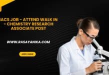 IACS Job - Attend Walk in - Chemistry Research Associate Post