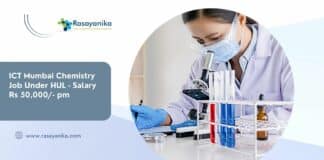 ICT Mumbai Chemistry Job Under HUL - Salary Rs 50,000/- pm