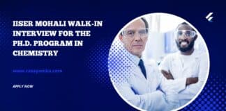IISER Mohali Walk-in interview for the Ph.D. program in Chemistry