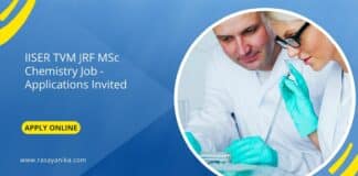 IISER TVM JRF MSc Chemistry Job - Applications Invited
