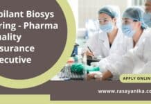 Jubilant Biosys Hiring - Pharma Quality Assurance Executive