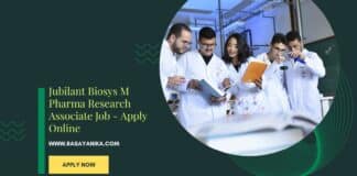 Jubilant Biosys M Pharma Research Associate Job - Apply Online