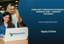 Jubilant Chemistry/Chemical Science Job - Chemist Vacancy